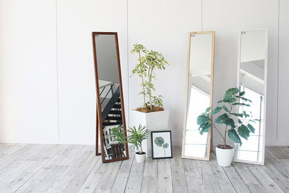 スタンドミラー インセットミラー 飛散防止対策 姿見ミラー シンプル 鏡 木製ミラー 全身ミラー(代引不可)