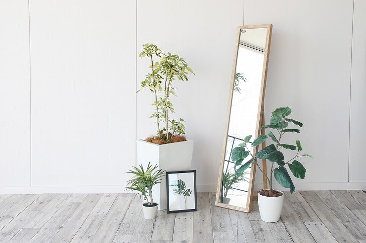 スタンドミラー インセットミラー 飛散防止対策 姿見ミラー シンプル 鏡 木製ミラー 全身ミラー(代引不可)