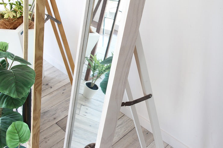 スタンドミラー インセットミラー 飛散防止対策 姿見ミラー シンプル 鏡 木製ミラー 全身ミラー(代引不可)