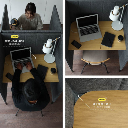 ブースデスク パーソナルデスク 幅88 奥行65.5 高さ123.5cm パソコンデスク 個人用 オフィス リモートワーク デスク 勉強机 プライバシー 目隠し 仕切り パーテーション 作業 集中(代引不可)