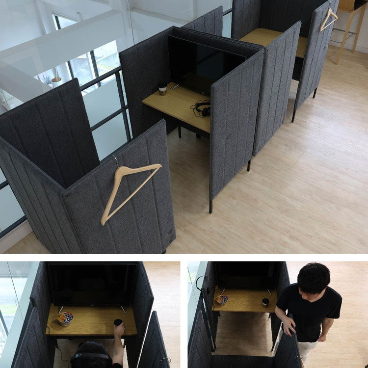 ブースデスク パーソナルデスク 幅88 奥行65.5 高さ123.5cm パソコンデスク 個人用 オフィス リモートワーク デスク 勉強机 プライバシー 目隠し 仕切り パーテーション 作業 集中(代引不可)