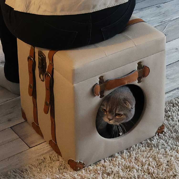 ペットハウス スツール おしゃれ 北欧 トランクケース かわいい ドッグハウス キャットハウス ペット用品 ペットベッド 老犬 シニア(代引不可)