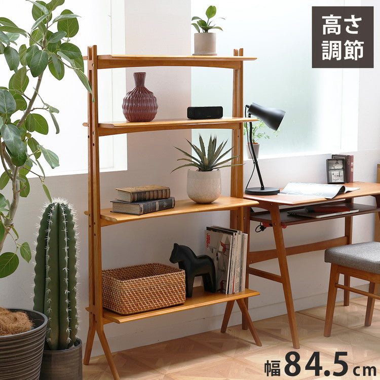 オープンシェルフ 飾り棚 4段 幅84.5 奥行30 高さ145cm 天然木 ディスプレイシェルフ オープンラック コンパクト レトロ おしゃれ 収納家具 間仕切り 棚 収納 リビング R-3741(代引不可)