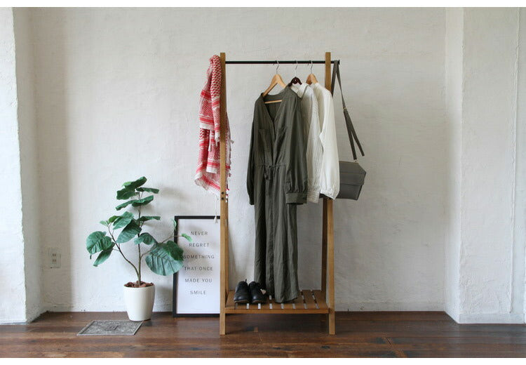 ハンガーラック 幅71cm 木製 天然木 スチール 収納用品 洋服掛け 衣類収納 ナチュラル おしゃれ 北欧 シンプル コート掛けポールハンガー 棚 新生活 一人暮らし(代引不可)