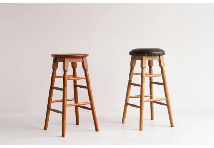 スツール ハイスツール ヴィンテージ お手入れ簡単 子供椅子 いす イス 天然木 レトロ おしゃれ 北欧 かわいい ウッドチェア チェア 玄関 リビング カフェ ブラウン(代引不可)