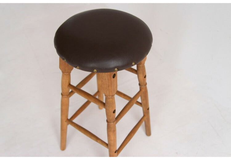 スツール ハイスツール ヴィンテージ お手入れ簡単 子供椅子 いす イス 天然木 レトロ おしゃれ 北欧 かわいい ウッドチェア チェア 玄関 リビング カフェ ブラウン(代引不可)