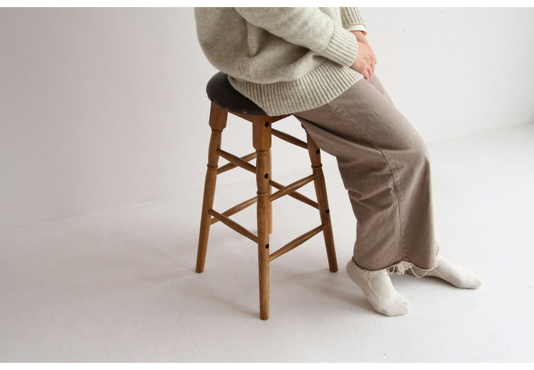 スツール ハイスツール ヴィンテージ お手入れ簡単 子供椅子 いす イス 天然木 レトロ おしゃれ 北欧 かわいい ウッドチェア チェア 玄関 リビング カフェ ブラウン(代引不可)