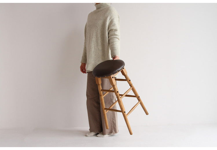 スツール ハイスツール ヴィンテージ お手入れ簡単 子供椅子 いす イス 天然木 レトロ おしゃれ 北欧 かわいい ウッドチェア チェア 玄関 リビング カフェ ブラウン(代引不可)