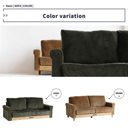 ソファ 幅170cm 電源付き USBタップ付き 高さ調節 2.5人掛け 2人掛け コーデュロイ 天然木 コンセント収納ポケット付き おしゃれ 北欧 シンプル ヴィンテージ ローソファ(代引不可)