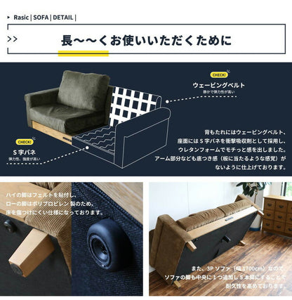 ソファ 幅170cm 電源付き USBタップ付き 高さ調節 2.5人掛け 2人掛け コーデュロイ 天然木 コンセント収納ポケット付き おしゃれ 北欧 シンプル ヴィンテージ ローソファ(代引不可)