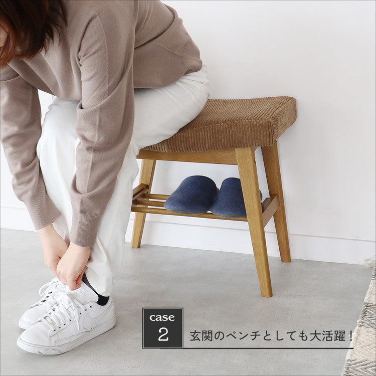 オットマン スツール ヴィンテージ 天然木 ワイピング加工 コーデュロイ PVC ブラウン レトロ オールド 上質 コンパクト 棚板付き 収納 新生活 コンパクト インテリア 北欧 おしゃれ イス 椅子 チェア(代引不可)