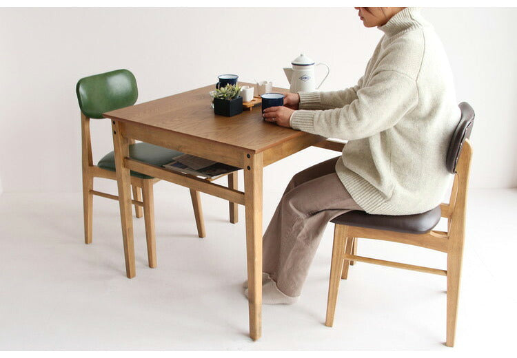 ダイニングテーブル 幅75cm 正方形 天然木 コンパクト おしゃれ 北欧 ナチュラル シンプル 2人用 オーク材 一人暮らし 新生活 カフェ風 木製 2人掛け 木目調(代引不可)