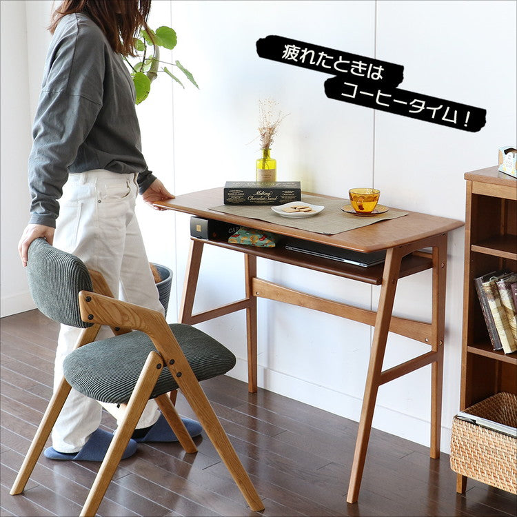 ウッドデスク 幅90cm テーブル デスク オーディー ody 木製 オーク 机 パソコンデスク 作業テーブル 作業台 棚付 引出無し ブラウン シンプル 一人暮らし ワンルーム おしゃれ インテリア 北欧(代引不可)