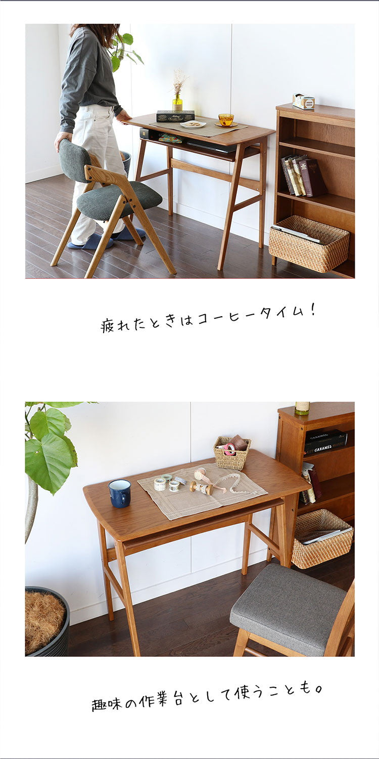 ウッドデスク 幅90cm テーブル デスク オーディー ody 木製 オーク 机 パソコンデスク 作業テーブル 作業台 棚付 引出無し ブラウン シンプル 一人暮らし ワンルーム おしゃれ インテリア 北欧(代引不可)