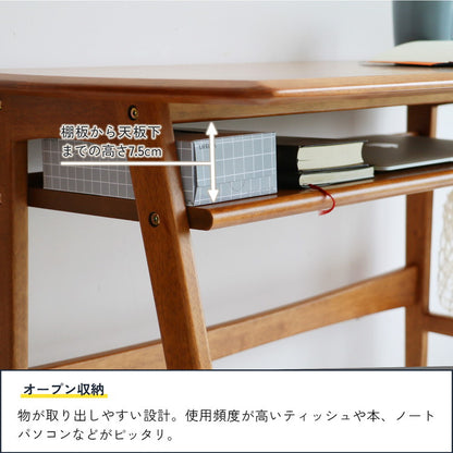 ウッドデスク 幅90cm テーブル デスク オーディー ody 木製 オーク 机 パソコンデスク 作業テーブル 作業台 棚付 引出無し ブラウン シンプル 一人暮らし ワンルーム おしゃれ インテリア 北欧(代引不可)