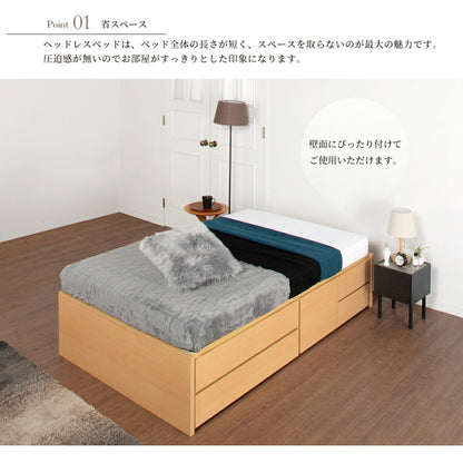ベッド シングル 収納付き 日本製 フレームのみ 大容量 スライドレール付き ベッドフレーム 木製 引き出し付き 収納ベッド 木製ベッド シンプル インテリア 北欧 おしゃれ(代引不可)