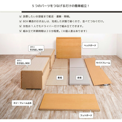 ベッド セミシングル 収納 日本製 宮付き スマホスタンド コンセント フレームのみ 大容量 ベッドフレーム 木製 引き出し付き 収納ベッド 木製ベッド シンプル インテリア(代引不可)