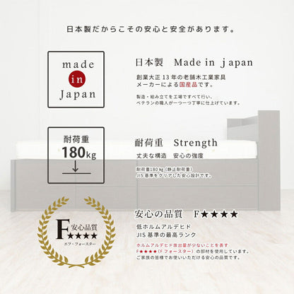 ベッド シングル 収納付き 日本製 フレームのみ カウンター コンセント 大容量 ベッドフレーム 木製 引き出し付き 収納ベッド 木製ベッド シンプル インテリア 北欧(代引不可)