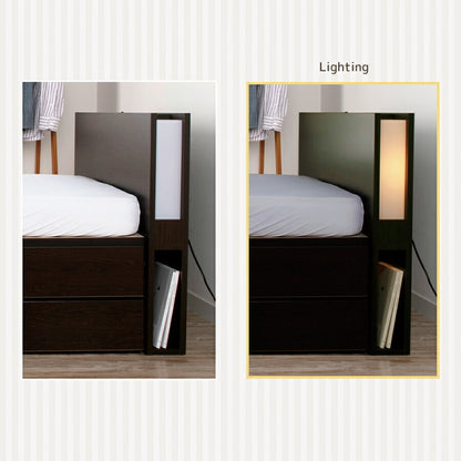 ベッド セミシングルショート 収納付き 日本製 照明 コンセント フレームのみ 大容量 ベッドフレーム 木製 引き出し付き 収納ベッド 木製ベッド シンプル インテリア 北欧(代引不可)