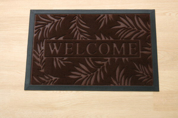 玄関マット リーフ柄 屋外用 ステイ ブラウン 約40×60cm(代引不可)