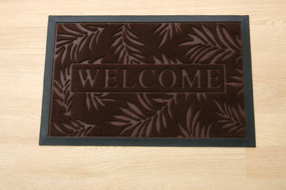 玄関マット リーフ柄 屋外用 ステイ ブラウン 約40×60cm(代引不可)