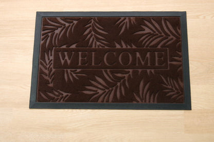 玄関マット リーフ柄 屋外用 ステイ ブラウン 約40×60cm(代引不可)