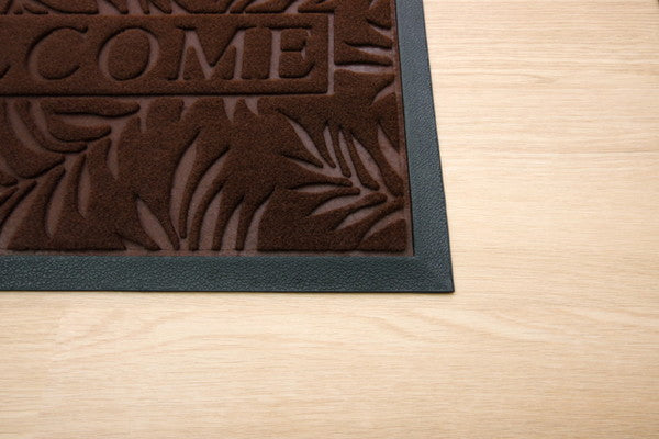 玄関マット リーフ柄 屋外用 ステイ ブラウン 約40×60cm(代引不可)