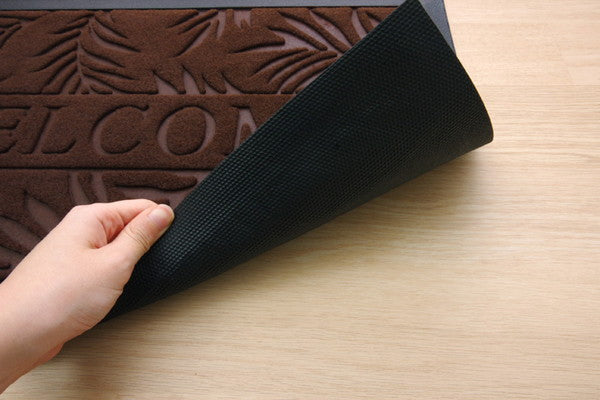 玄関マット リーフ柄 屋外用 ステイ ブラウン 約40×60cm(代引不可)