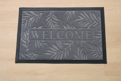 玄関マット リーフ柄 屋外用 ステイ ブラウン 約40×60cm(代引不可)