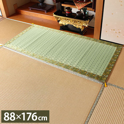 日本製 御前座布団 い草 生地 リバーシブル 盆 法事 仏前 菊柄 豪華 約68×70cm(代引不可)