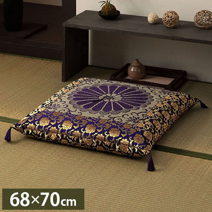 日本製 御前座布団 い草 生地 リバーシブル 盆 法事 仏前 菊柄 豪華 約68×70cm(代引不可)