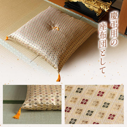 日本製 御前座布団 金襴 盆 法事 仏前 豪華 クッション性 約70×70cm(代引不可)