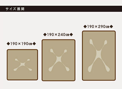 掘りごたつ用 洗える ホットカーペット対応ラグ H舞ツー堀 ブラウン 190×190cm（穴部90×90cm）(代引不可)
