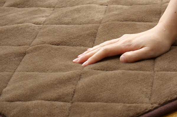 掘りごたつ用 洗える ホットカーペット対応ラグ H舞ツー堀 ブラウン 190×190cm（穴部90×90cm）(代引不可)