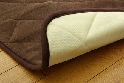 掘りごたつ用 洗える ホットカーペット対応ラグ H舞ツー堀 ブラウン 190×190cm（穴部90×90cm）(代引不可)