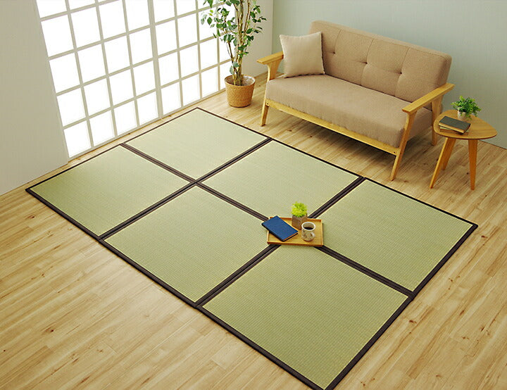 純国産 い草 日本製 6P 約82×82×1.7cm 置き畳 ユニット畳 簡単 和室 ブラウン 軽量 ジョイント付き 国産 いぐさ い草 上敷き ジョイントマット プレイマット 長方形 正方形 畳マット 畳(代引不可)