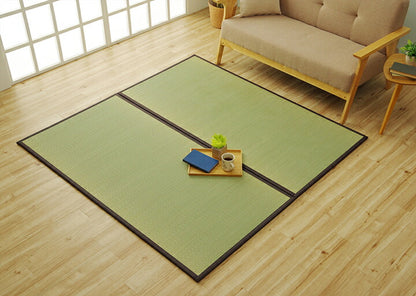 純国産 い草 日本製 2P 約82×164×1.7cm 置き畳 ユニット畳 簡単 和室 ブラウン 軽量 ジョイント付き 国産 いぐさ い草 上敷き ジョイントマット プレイマット 長方形 正方形 畳マット 畳(代引不可)