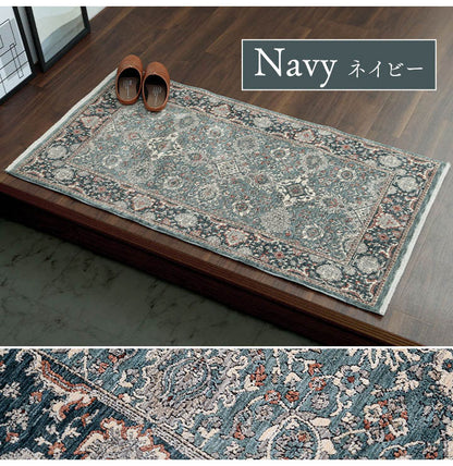 ウィルトン玄関マット 約60×95cm 玄関 マット トルコ製 ウィルトン 織り クラシカル柄 上品 繊細 立体感 超高目付 肌触り柔らか 抗菌防臭 消臭 丈夫 へたりにくい 1年中 ソファー前用 ベッドサイド用(代引不可)