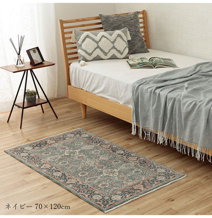 ウィルトン玄関マット 約60×95cm 玄関 マット トルコ製 ウィルトン 織り クラシカル柄 上品 繊細 立体感 超高目付 肌触り柔らか 抗菌防臭 消臭 丈夫 へたりにくい 1年中 ソファー前用 ベッドサイド用(代引不可)