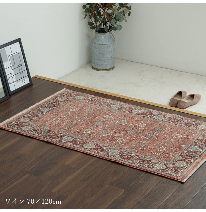 ウィルトン玄関マット 約60×95cm 玄関 マット トルコ製 ウィルトン 織り クラシカル柄 上品 繊細 立体感 超高目付 肌触り柔らか 抗菌防臭 消臭 丈夫 へたりにくい 1年中 ソファー前用 ベッドサイド用(代引不可)