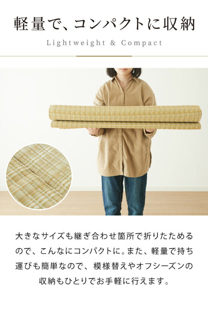 洗える い草調 カーペット ダイニング ラグ 団地間2畳(約170×170cm) 正方形 敷詰 上敷き 丈夫 日本製 国産 除菌スプレー対応 ござ アウトドア ペット 犬 猫(代引不可)