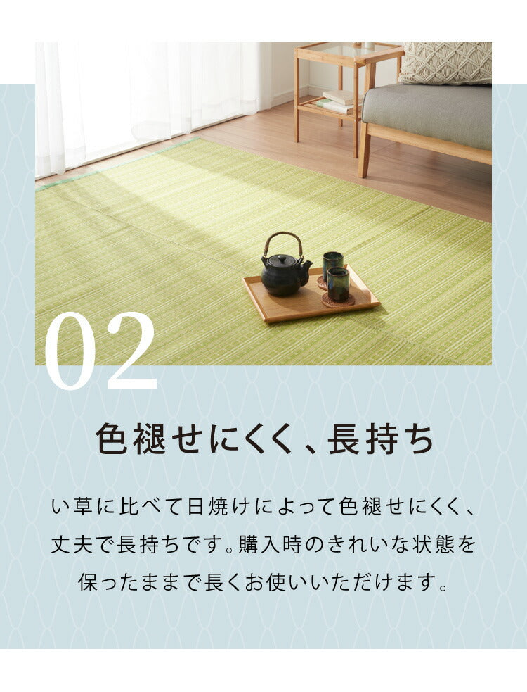 洗える い草調 カーペット ダイニング ラグ 江戸間2畳(約174×174cm) 正方形 敷詰 上敷き 丈夫 日本製 国産 除菌スプレー対応 ござ アウトドア ペット 犬 猫(代引不可)