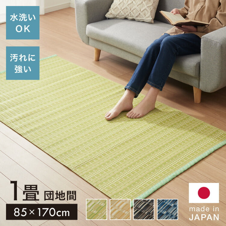 洗える い草調 カーペット ダイニング ラグ 団地間1畳(約85×170cm) 長方形 敷詰 上敷き 丈夫 日本製 国産 除菌スプレー対応 ござ アウトドア ペット 犬 猫(代引不可)