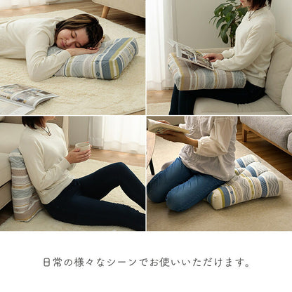 クッション シートボックス 約40×40cm 幾何学模様 洗える 10cm厚 40角 ブルー ベージュ おしゃれ ふかふか リビング 和室 座布団 かわいい(代引不可)