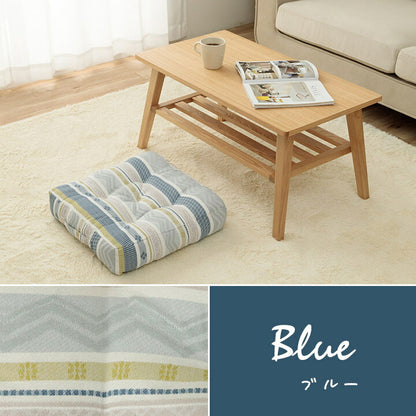 クッション シートボックス 約40×40cm 幾何学模様 洗える 10cm厚 40角 ブルー ベージュ おしゃれ ふかふか リビング 和室 座布団 かわいい(代引不可)