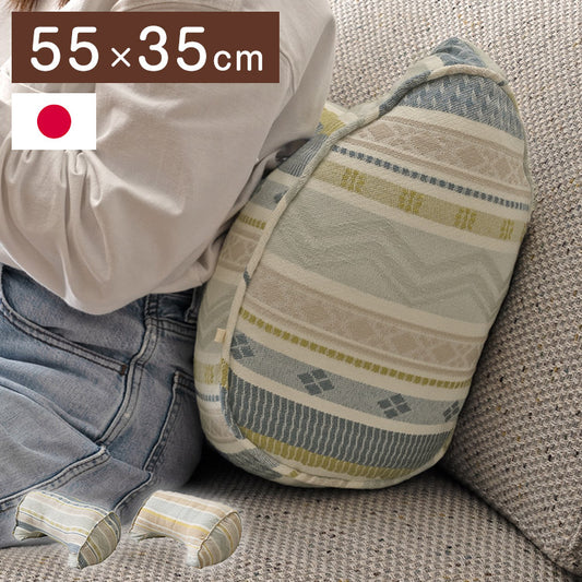 クッション 約55×35cm 日本製 よりかかる セアテ くつろぐ 幾何学模様 洗える 寄りかかり 背もたれ おしゃれ 国内綿入れ加工 ソファ 枕 スマホクッション 読書(代引不可)