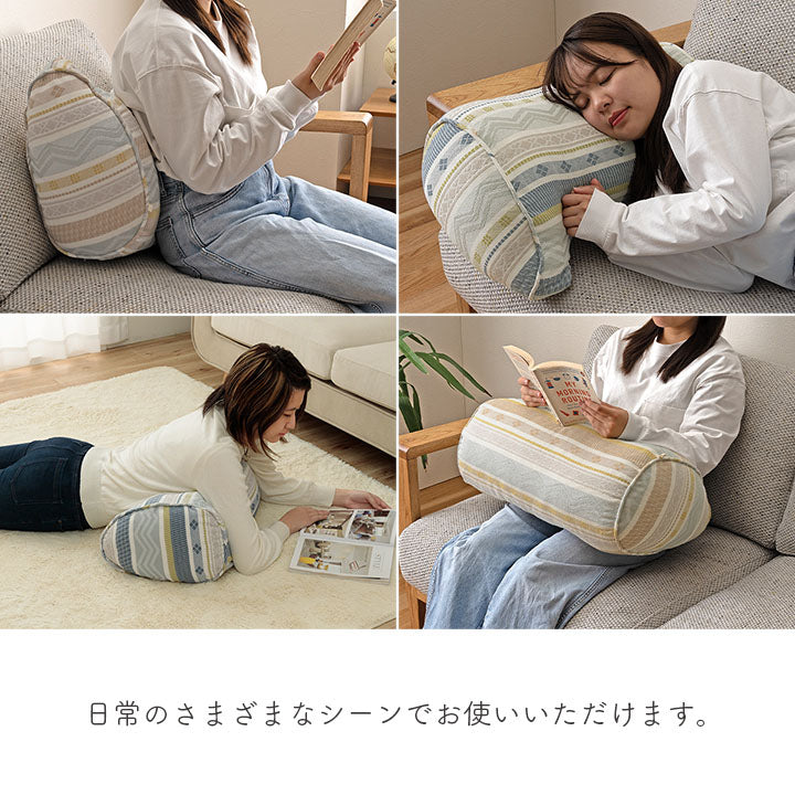 クッション 約55×35cm 日本製 よりかかる セアテ くつろぐ 幾何学模様 洗える 寄りかかり 背もたれ おしゃれ 国内綿入れ加工 ソファ 枕 スマホクッション 読書(代引不可)