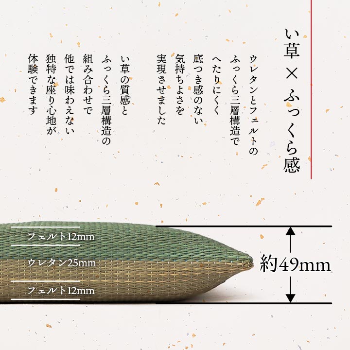 2枚組 日本製 い草 座布団 クッション シンプル 捺染 約55×55cm(代引不可)