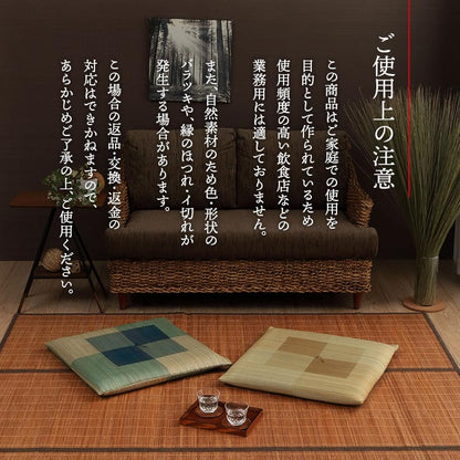 2枚組 日本製 い草 座布団 クッション シンプル 捺染 約55×55cm(代引不可)