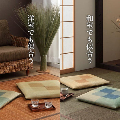 2枚組 日本製 い草 座布団 クッション シンプル 捺染 約55×55cm(代引不可)